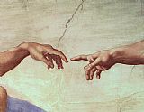 Michelangelo Buonarroti The Creation of Adam hand painting
